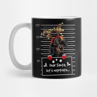 Black Dachshund Dear Santa Let's Negotiate Christmas Mug